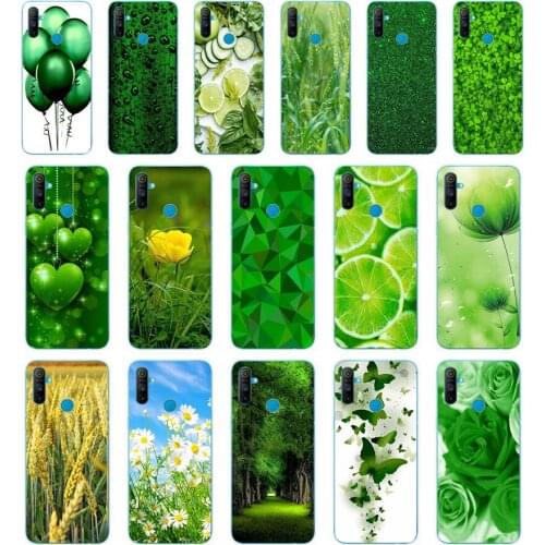 355FG Beautiful Emerald Green glitter gift Soft Silicone Tpu Cover phone Case for OPPO A5S A7 AX7 A5 A9 2020 Reslme C3