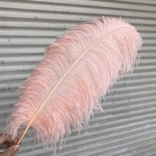 50pcs/lot Beautiful Champagne pink Ostrich Feathers Wholesale 50-55 cm 20-22inches Decorative Feathers thick rod ostrich plumes