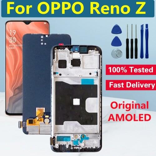 6.4" Original Super AMOLED For OPPO Reno Z PCDM10 CPH1979 LCD Display Screen Touch Panel Digitizer For OPPO RenoZ LCD With Frame