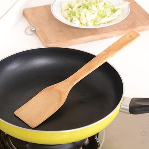1Pc Bamboo Anti-Slip Cooking Utensils Kitchen Tool Bamboo Spatula Spoon Heat-resistant Spatula