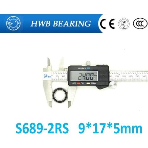 Free shipping 5PCS S689 2RS S689RS 9x17x5mm Stainless steel ball bearing