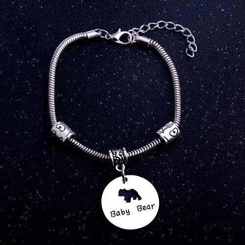 Bespmosp 12PC/Lot Family Children Bracelets Bangles Baby Bear Pendant Love Heart Unique Beads Charm Chain Jewelry Mom Dad Women