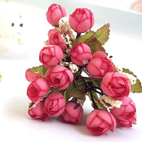 Sweet Artificial Rosebud Bouquet Home Wedding Cloth Rose 15 Flowers on 1 Piece Artificial Flowers Decorations Home Decoration