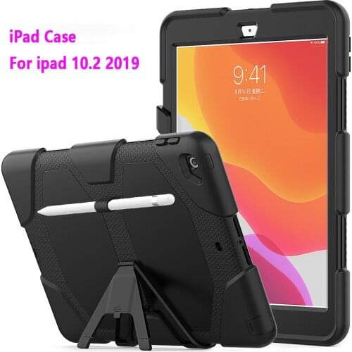 IPad Case With Pen Holder For iPad 10.2 2019 Potective Cover iPad 7th iPad 10.2 Case Contrast Color Silicone Leather case 7th