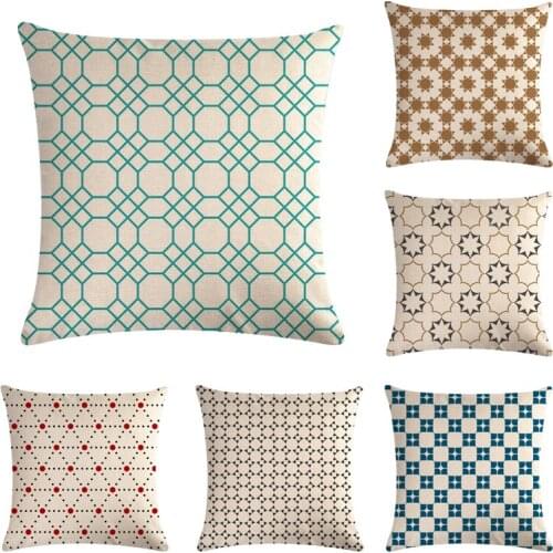 Geometric Cushion Cover Abstract Black Striped Dotted Grid Triangular Geometric Art Linen Pillow Case For Sofa Cover