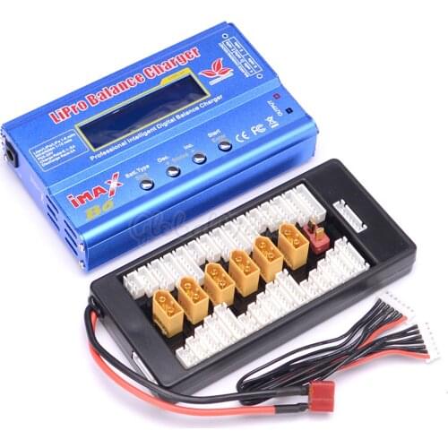IMAX B6 80W LCD Screen Digital RC Lipo NiMh Battery Balance Charger + Parallel Charging XT60 / T Plug Adaptor Board
