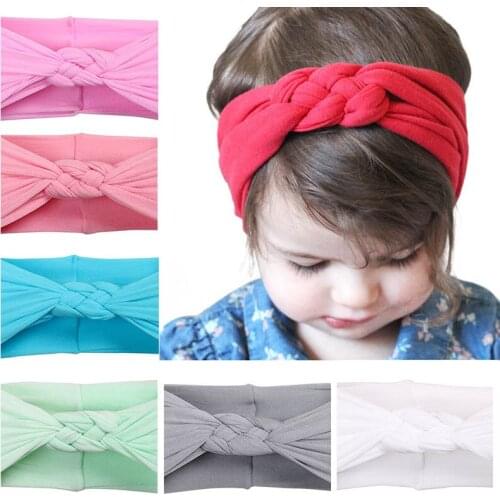 Children Cross Knot Nylon Silk Stockings Headband Newborn Infant Solid Color Wide Side Hairband Fashion Kid Headwear Accessories