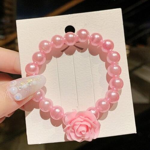 Children Cute Cartoon Bracelet Toy Baby Girl Princess Handmade Beaded Beginner Decoration Student Gift Pink Plastic Jewelry Toy