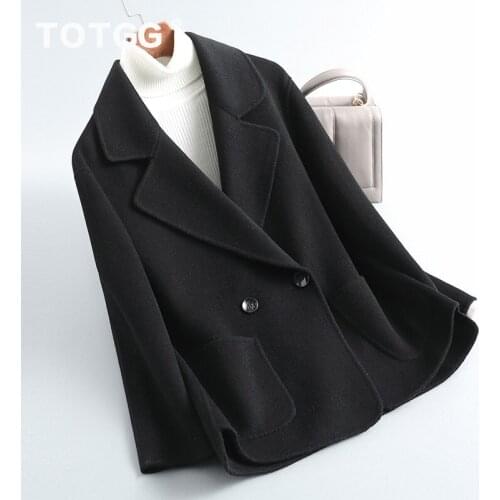 Double sided cashmere coat womens short 2021 spring and autumn new high-end loose Korean slim woolen coat