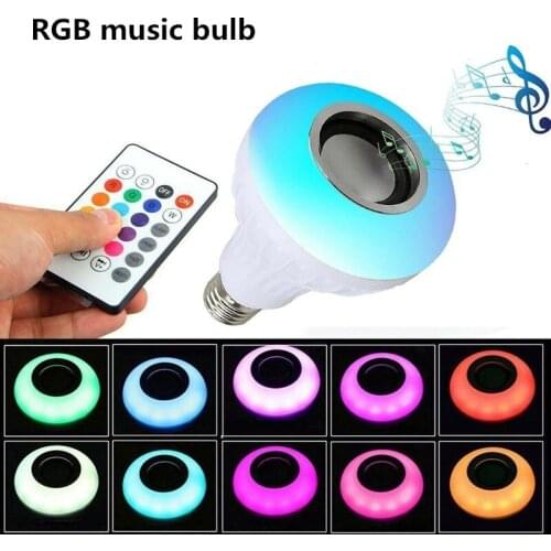 E27 Bluetooth music bulb lamp with remote control speaker 12W LED smart APP colorful remote control RGBW bulb lamp