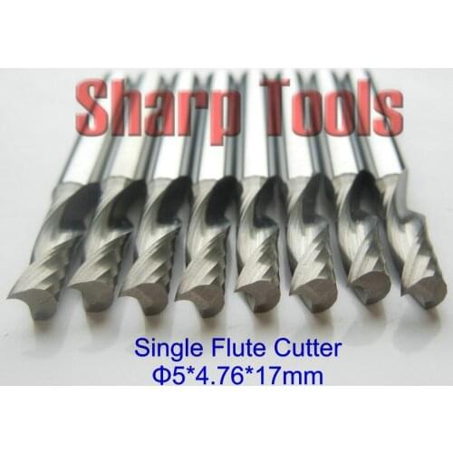 Customize 5*4.76*17MM Single Flute Cutters Carbide Spiral End Mills Woodworking Bits, 10PCS Mini CNC Wood Cutter Router Bits Set