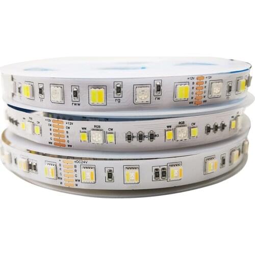 5m 12V 24V DC 5050 RGBW 4in1 RGBW 5in1 RGBCCT LED Strip 60leds/m Double Row RGBW 120leds/m Flexible LED Tape Light 10mm 12mm PCB