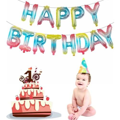 Gradient Color Love 16inch Happy Birthday Letter Foil Balloon Rainbow Number Balloon Wedding Birthday Party Baby Shower Decor