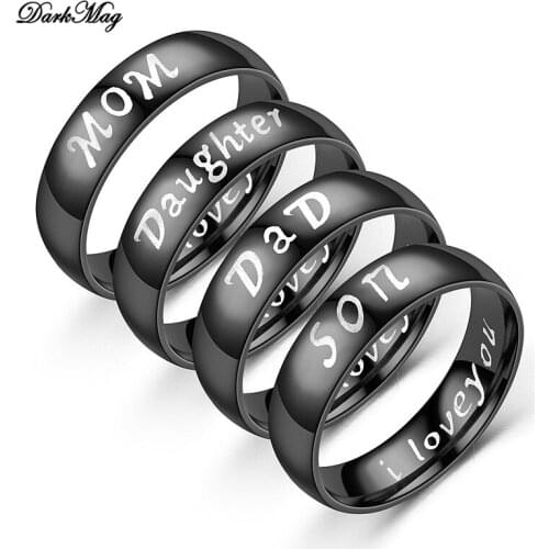 DarkMag Family Dad Son Mom Daughter Engraved Love Commemorate Gift Ring High Quality Stainless Steel Jewelry Women Man Ring