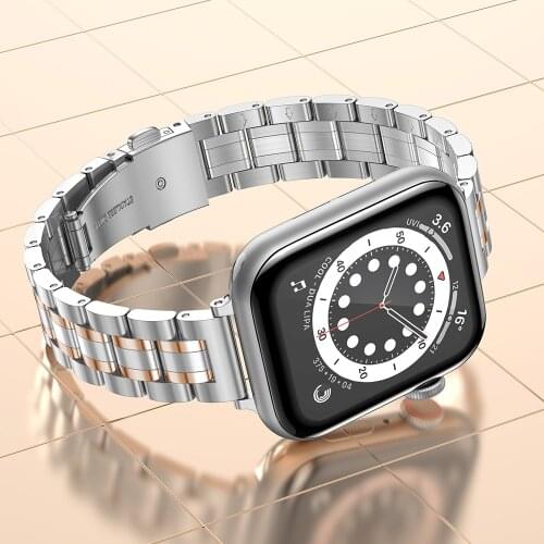 Women Metal Band For Apple Watch 40mm 44mm 42mm 38mm Girl Slim Stainless Steel Link Bracelet Strap Fit iWatch Series 6 Se 5 4 3