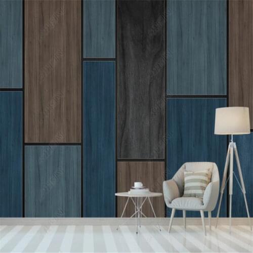 Custom minimalist geometric wood board 3D wall paper home industrial decor mural bedroom self-adhesive wallpaper Papel De Parede