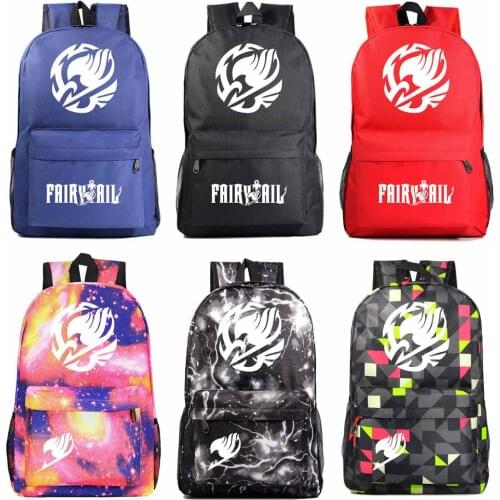 Fashion Multicolor Anime Cartoon Fairy Tail Boy Girl Book School Bag Women Bag Pack Teenagers Schoolbags Men Student Backpack