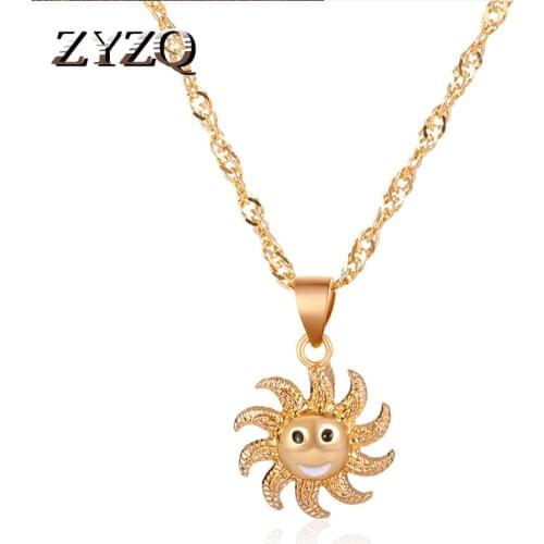 ZYZQ Fashion Sun Pendant Necklace for Women Metal Gold Color Collar Necklace Party Christmas Gift Trendy Jewelry Wholesale