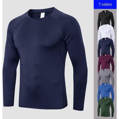 Men 's Quick-Dry Fitness Long-Sleeved Elastic Tight Sports Running Training Wear Breathable Wicking T-shirt Top Exercise Workout