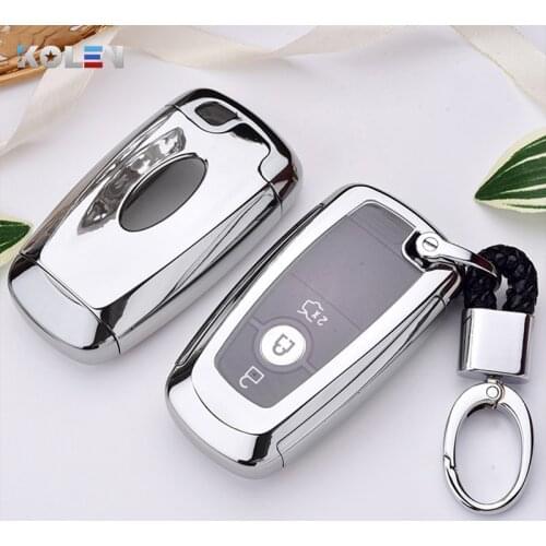 Plating Soft TPU+PC Car Remote Key Case Cover Holder For Ford F-150 F-250 F-350 2018 2017 Fusion Mustang Explorer Key Shell Fob