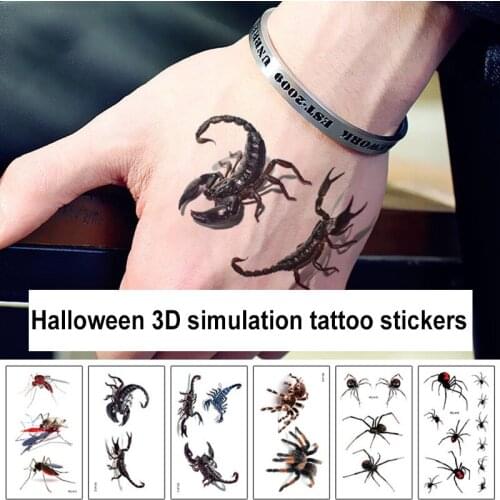 Halloween Tattoo Stickers Terror Weird Cat Kitty Temporary Fake Tattoos Paste On Face Arm Leg Art Sticker Display Accessories