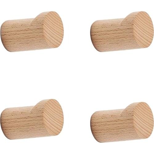Natural Wooden Wall-mounted Storage Coat Hook Punch-free Modern Hat Clothes Hanger Bathroom Rack Organizer Home Decoration 2021