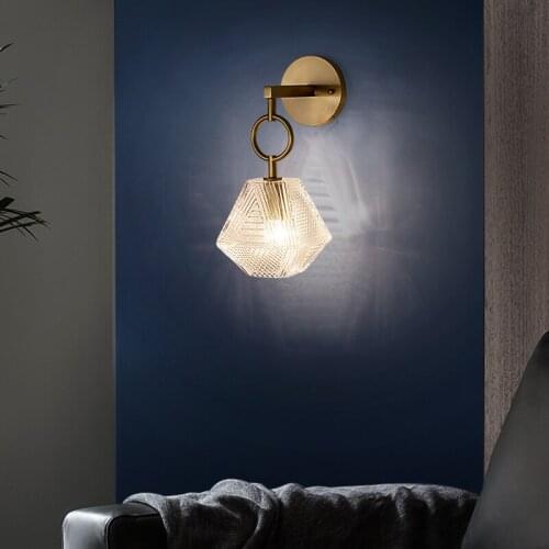 JMZM Nordic Crystal Wall Lamp Copper Gold Sconce Light Luxury Decoration Living Room Bedroom Bedside Balcony Aisle Wall Light