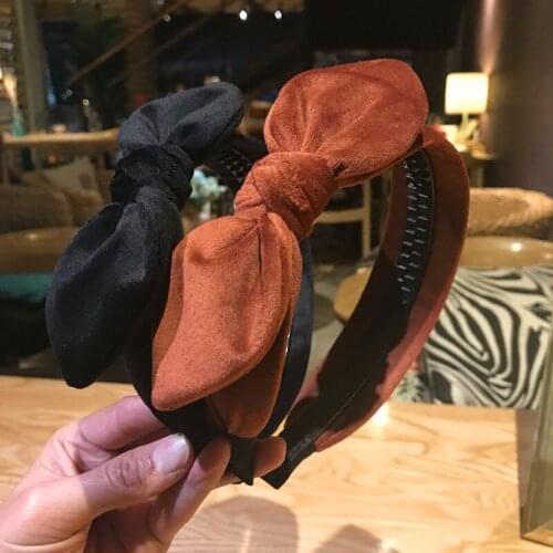 Solid Velvet Bow Hairband Headband Toothed for Women Headwear Bowknot Headband Girls Headband Adults Rabbit Ear Headband