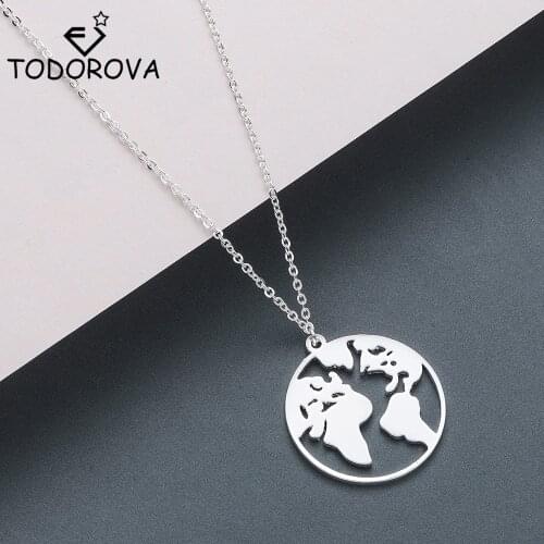 Todorova Globe World Map Necklace Gift for Best Friends Hollow Out Earth Pendant Fashion Women Travel Trip Necklace Best Jewelry