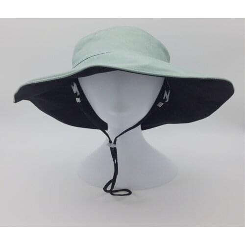 Women Solid Bucket Hat Lady Girls Reversible Thick Cotton Fisherman Hat with Wider Brim and Wind Rope Female Sun Prevent Hats