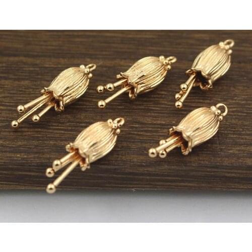 20pcs Lily of the Valley Flower Bud Tiny Charms Pendant Quality Brass Metal DIY Women Girls Wedding Hair Accessories Findings