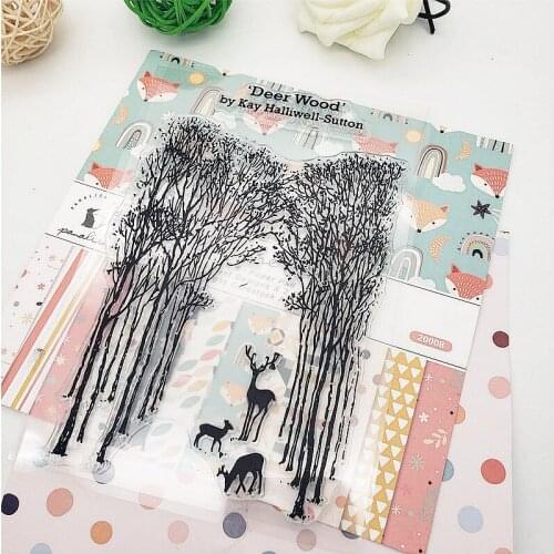 11x16cm Deer Forest Clear Stamps Transparent Seal Silicone Seal TPR Christmas Wedding Roller Stamps DIY Scrapbook Album Card
