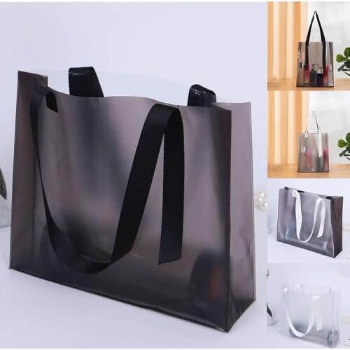 Transparent Waterproof Shopping Bags Storage Bags High Quality Tote Bags Frosted Plastic Bags Simplicity Gift Bags