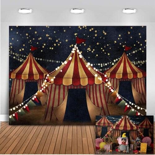 Retro Circus Photography Backdrop Children Circus Birthday Party Newborn kids Portrait Photo Background Starry Sky Night