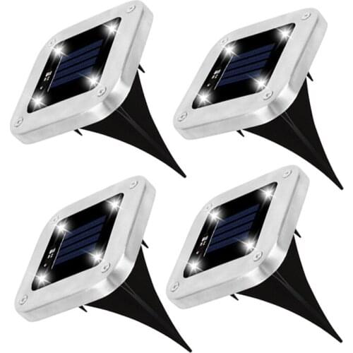 4pcs Solar Light outdoors Powered Ground Light Waterproof Garden Pathway Deck Lights 4 LED Lamp for Home Yard Driveway Lawn Road