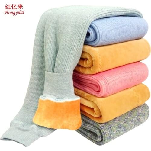 Hongyilai Boys and girls warm pants stretch large cotton fabric trousers to keep warm in winter