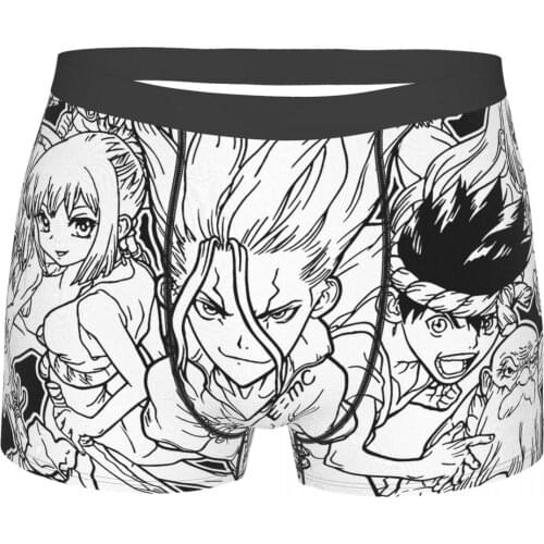 Stone Genius Dr Stone Senku Ishigami Tsukasa Post Apocalyptic Japanese Anime Underpants Breathbale Panties Mens Underwear