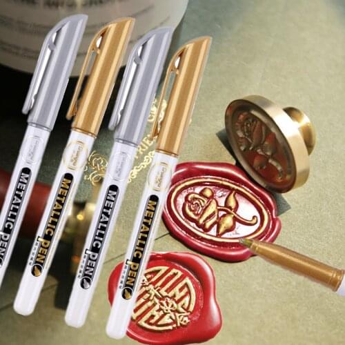 1Pcs Gold Silver Epoxy Resin Drawing Pen Gold Leafing Point Pen Marker Acrylic Paint Highlights Metallic Permanent Marker