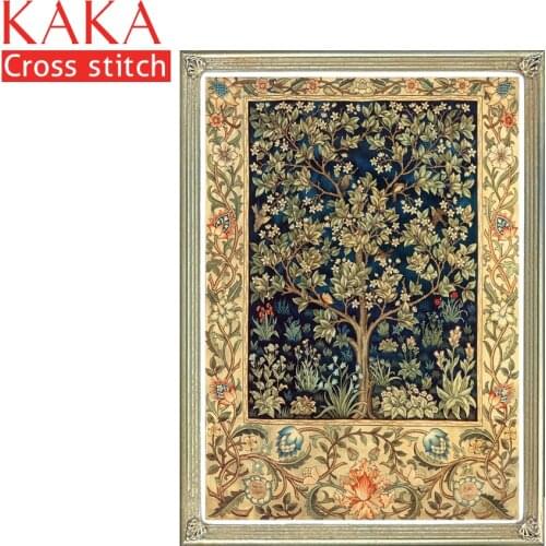 KAKA Cross stitch kits,5D Golden Tree Texture,Embroidery needlework sets with printed pattern,11CT canvas,Home Decor Painting