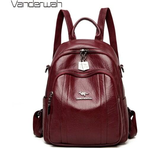 3 in 1 Womens Designer Backpack High Quality Casual Leather Backpacks for Women Female School Bags for Teenage Girls Mochilas