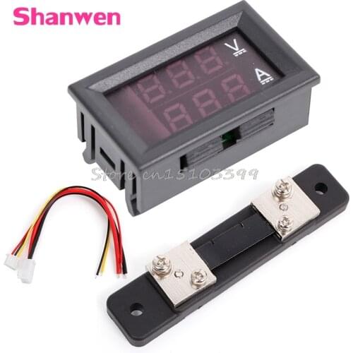 0-100V/50A Red Blue Digital Voltmeter Ammeter 2in1 DC Volt Amp Meter W/ Shunt G08 Whosale&DropShip