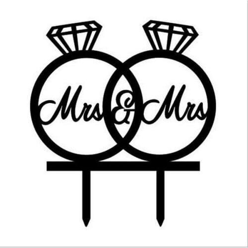 100pcs/lot Creative " Mrs & Mrs " Diamond ring design wedding cake inserted card Wedding Cake Topper Party Cake Decorations