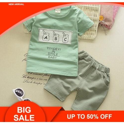 2019 Baby Boy Clothes Set New Summer Short Sleeve O-Neck Letter Print Childre Clothing Kids Cotton T-Shirt+Shorts