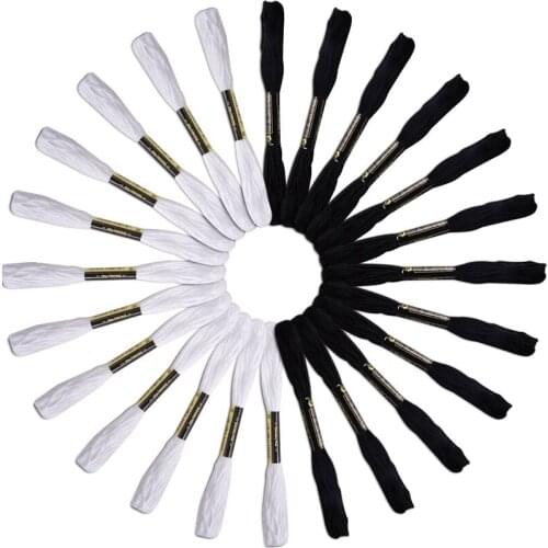 24 skeins of line For Embroidery Cross needle Knitting Bracelets(White and Black)