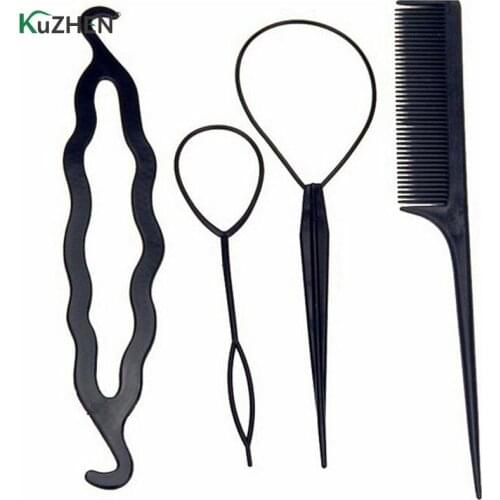 4 Pcs DIY Hair Twist Styling Clip Stick Bun Maker Braid Tool Hair Accessories Women Ponytail Bun Maker Styling Clip Braid Sets