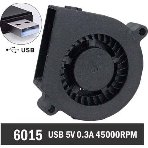 500pcs Gdstime 60mm 60x15mm DC 5V USB Heatsinks Radiator Turbo Blower Cooler Cooling Fan 6015 Turbo Blower Cooling Fan