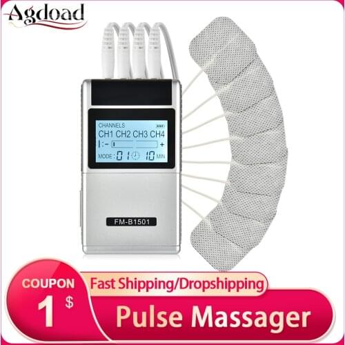 AGDOAD 15 Modes Electric Pulse Massager 4 Output EMS Nerve Muscle Stimulator Low Frequency Physiotherapy Treatment Tens Machine