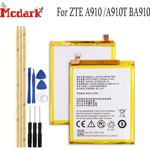 Li3925T44P8h786035 For ZTE Blade V7 Z10 BA910 A910 A512 Battery Replacement Large Capacity 2540mAh Back Up Bateria Phone+Tools