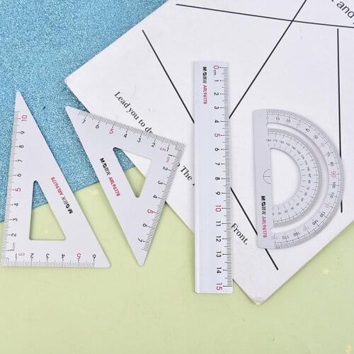 4pcs/set Aluminium Ruler Set Metal/Plastic/Soft Geometry Maths Drawing Rulers