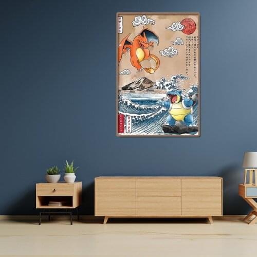 Anime Cartoon Pokemon Poster Charizard Blastoise Canvas Painting Mural Wall Picture Nursery Decoration Kids Gift